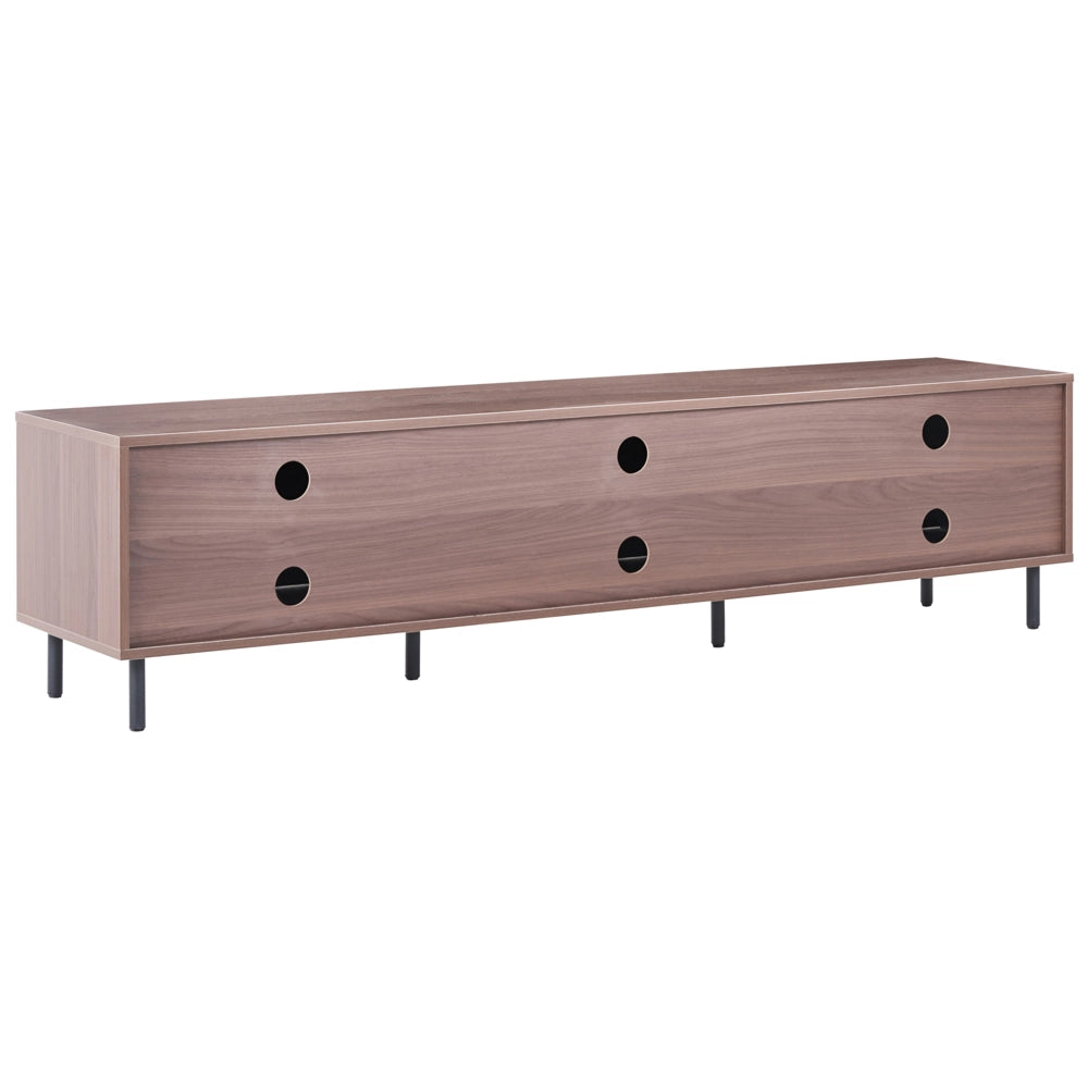 Porta TV in legno scuro  con gambe in metallo nero 180 x 40 x 43 cm Unità multimediale con 3 ante Moderno minimalista