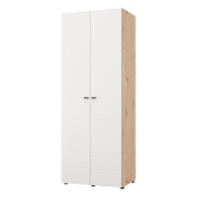 Armadio Camera da Letto Pomar, Guardaroba 2 Ante Appendiabiti, 79x208h cm Bianco Opaco