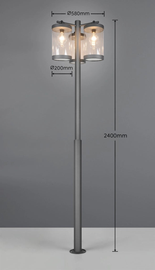 Lampada da giardino SAMBESI 3xE27 antracite IP44 Trio