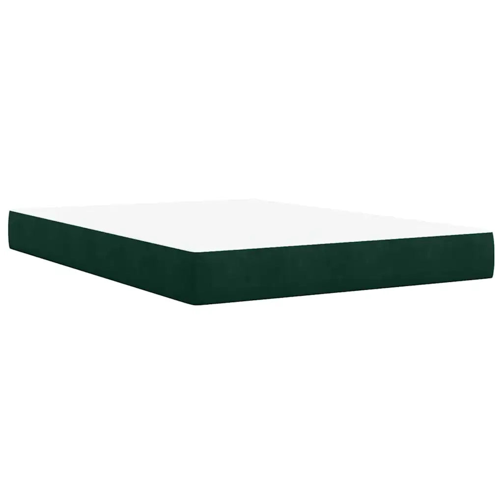 Giroletto a Molle con Materasso Verde Scuro 140x190 cm Velluto