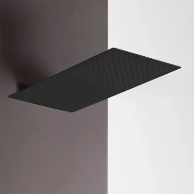 Set doccia incasso nero opaco Kubo soffione a sbalzo slim 25x52 cm