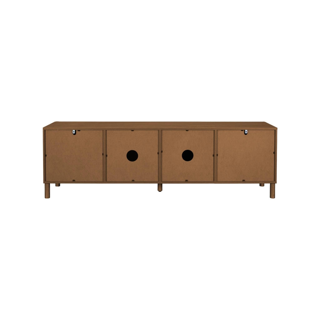 Mobile tv vintage in legno e rattan con 4 ante 160cm, noce