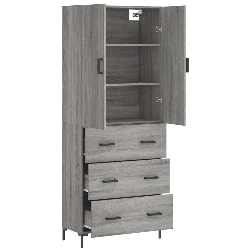 Buffet credenza cassettiera armadio mobile contenitore organizer cucina soggiorno salotto rovere Sonoma alto 69,5 x 34 x 180 cm legno ingegnerizzato grigio 02_0035575