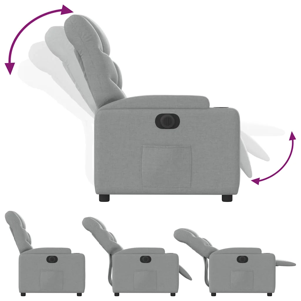 Poltrona Elettrica Reclinabile Grigio Chiaro in Tessuto 3204572