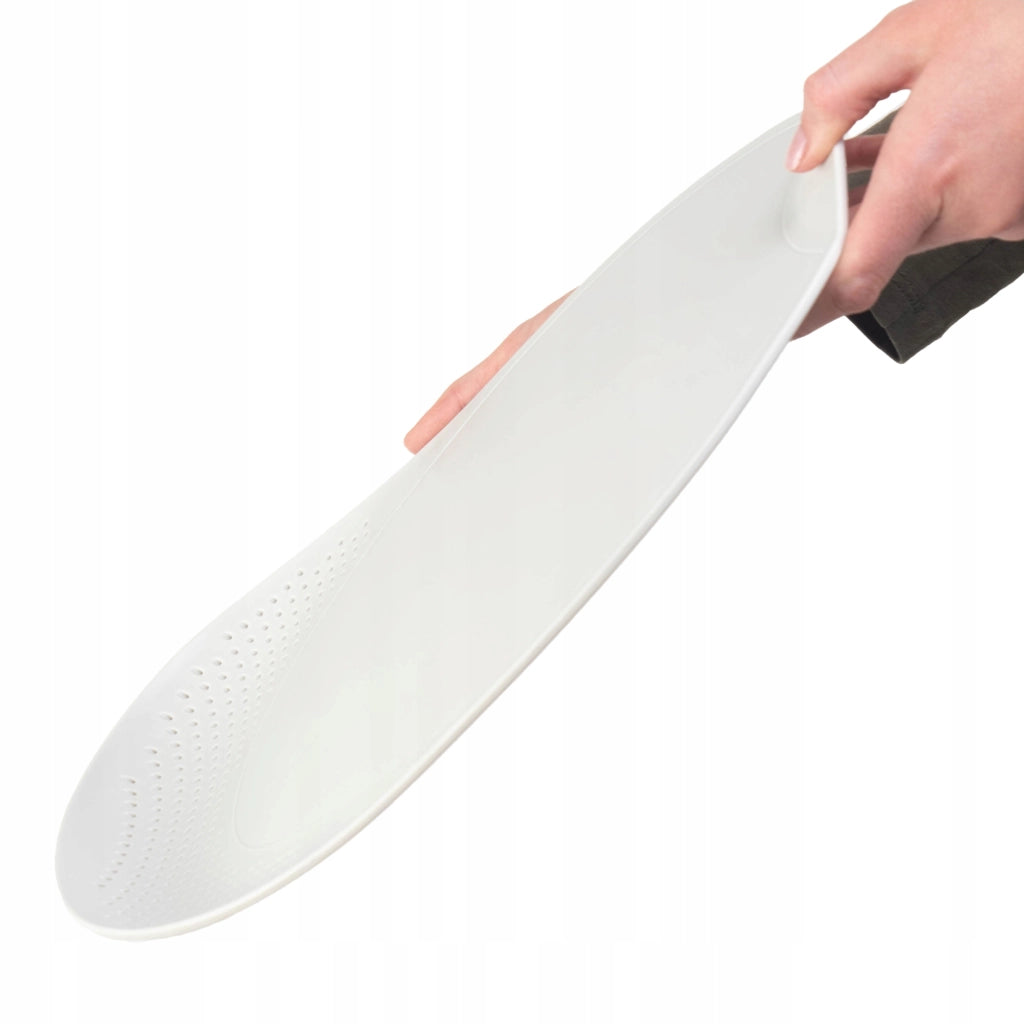 Tagliere da cucina in plastica KADAX con scolapiatti e manico, bianco, 38x25 cm