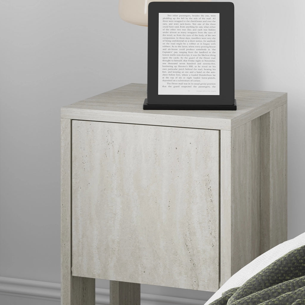 Comodino in legno "Ema" - 30 x 30 x 55 cm - Travertino