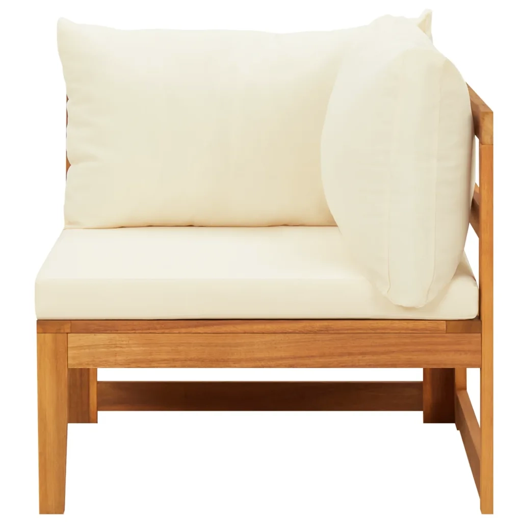Set Divani Giardino 3 pz Cuscini Bianco Crema in Legno d'Acacia 3087278