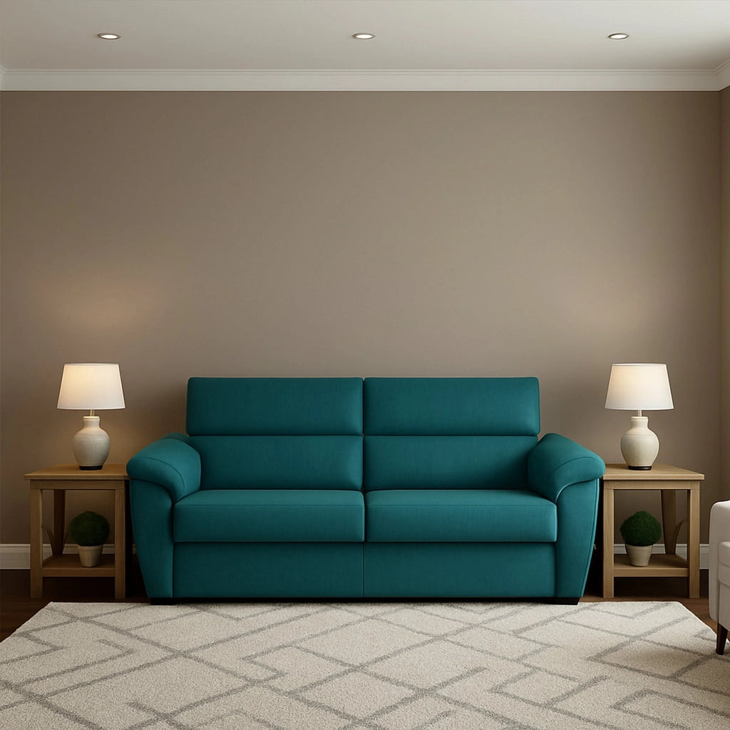 Contrada, Divano Letto 2 Posti Sfoderabile Made in Italy, 205x95 cm blu