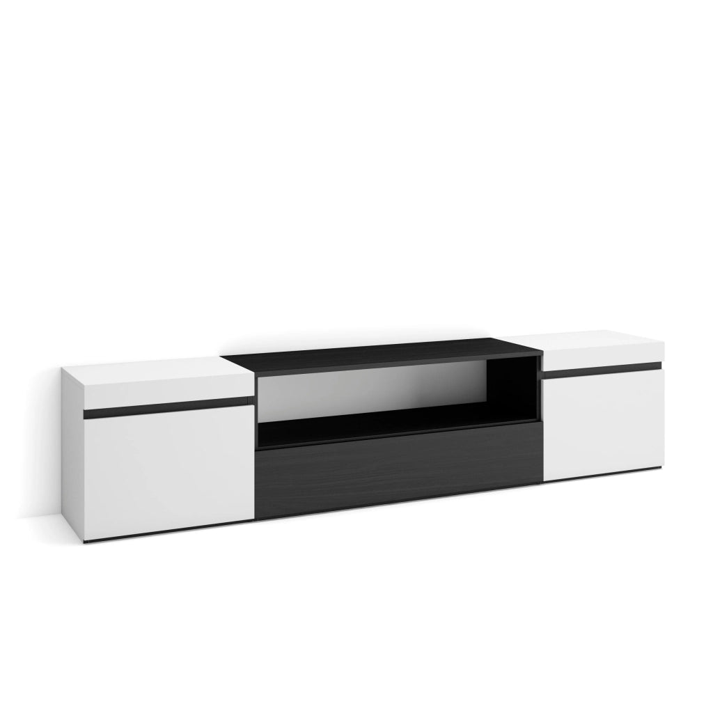 Mobile TV, 200x35x45cm, soggiorno, Per TV fino a 80", Mobile Soggiorno, Bianco e nero RF2202