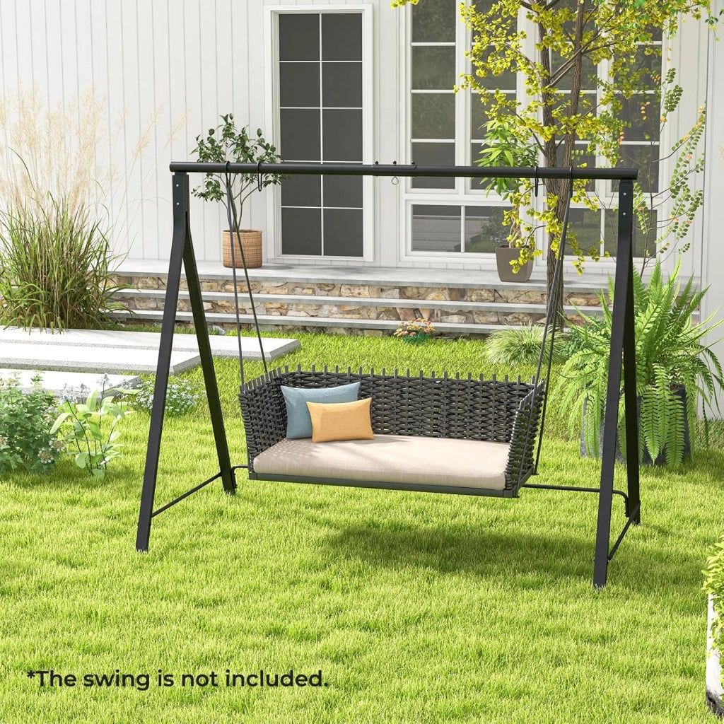 Struttura per altalena, struttura per altalena Hollywood, altalena da giardino, telaio in metallo a forma di A, supporto per altalena con 5 anelli di sospensione, 210 x 115 x 175 cm