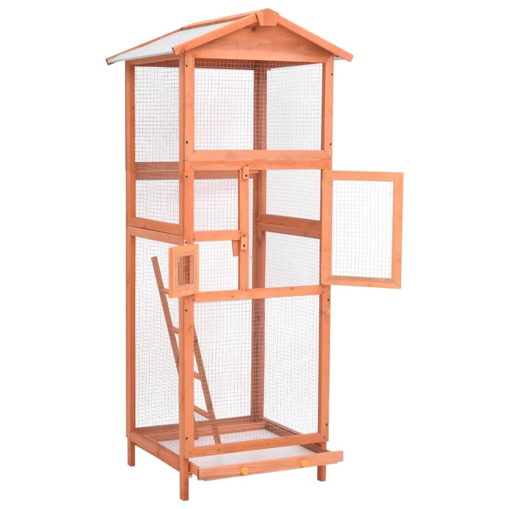 Gabbia per uccelli 68 x 62 x 166 cm in legno massello di abete 02_0000055