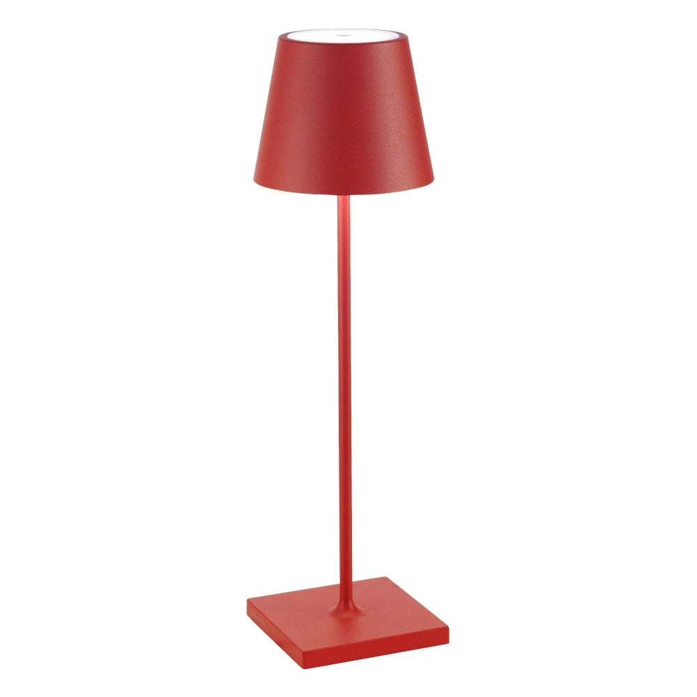 Zafferano Poldina Pro Lampada da tavolo LED Wireless Ricaricabile Dimmer touch 2700K-3000K IP65 Uso Interno/Esterno h.38cm - Rosso