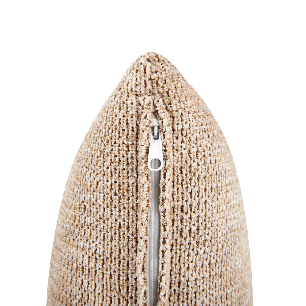 Divano ad angolo sinistro in tessuto beige lato sinistro e gambe in legno stile minimalista
