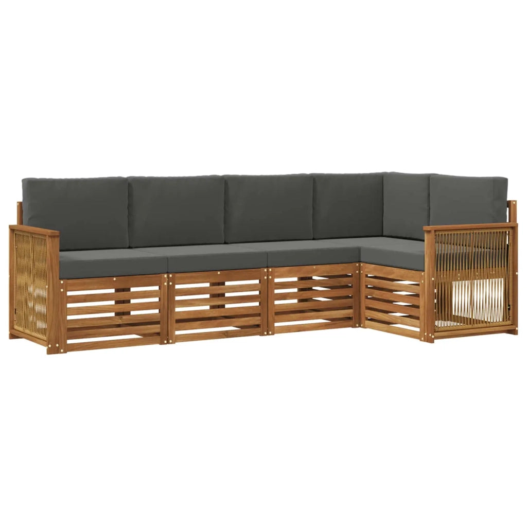 Set divano sezionale con cuscino 4 pcs Naturale e Antracite