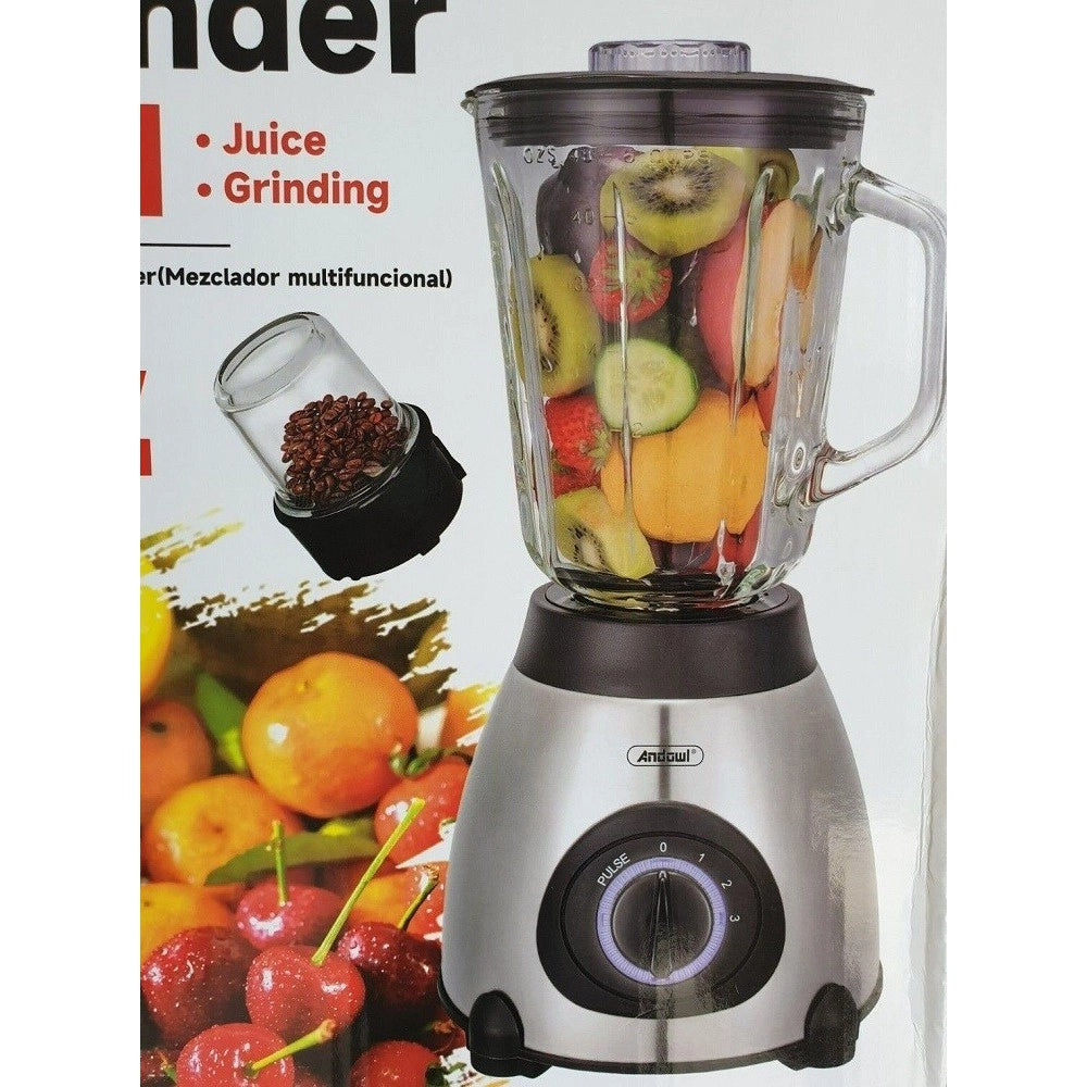 Trade Shop - Frullatore 2 In 1 Pulse Lama Acciaio 1000w Brocca Vetro 1,5lt + 1 Piccola Q-fr60 -