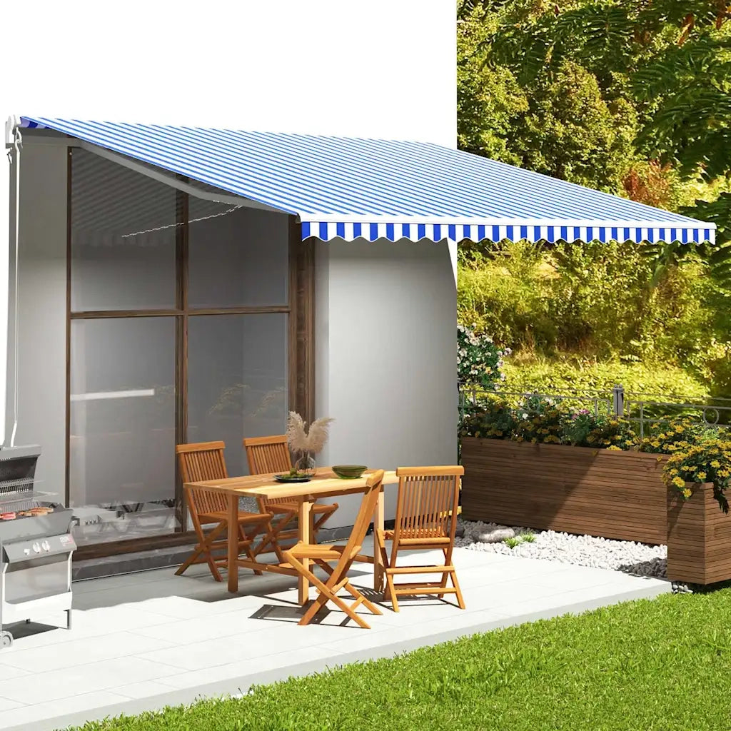 Tessuto di Ricambio per Tenda da Sole Blu e Bianco 5x3,5 m cod mxl 7269