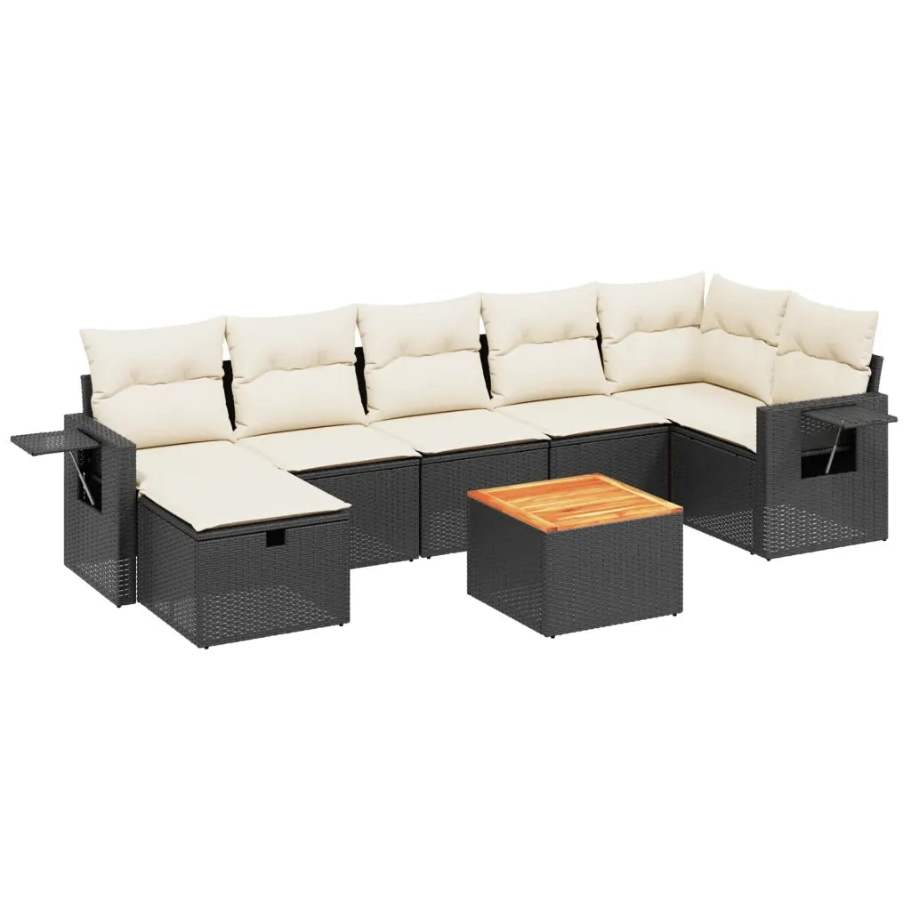 Set Divani da Giardino con Cuscini 8 pz Nero in Polyrattan