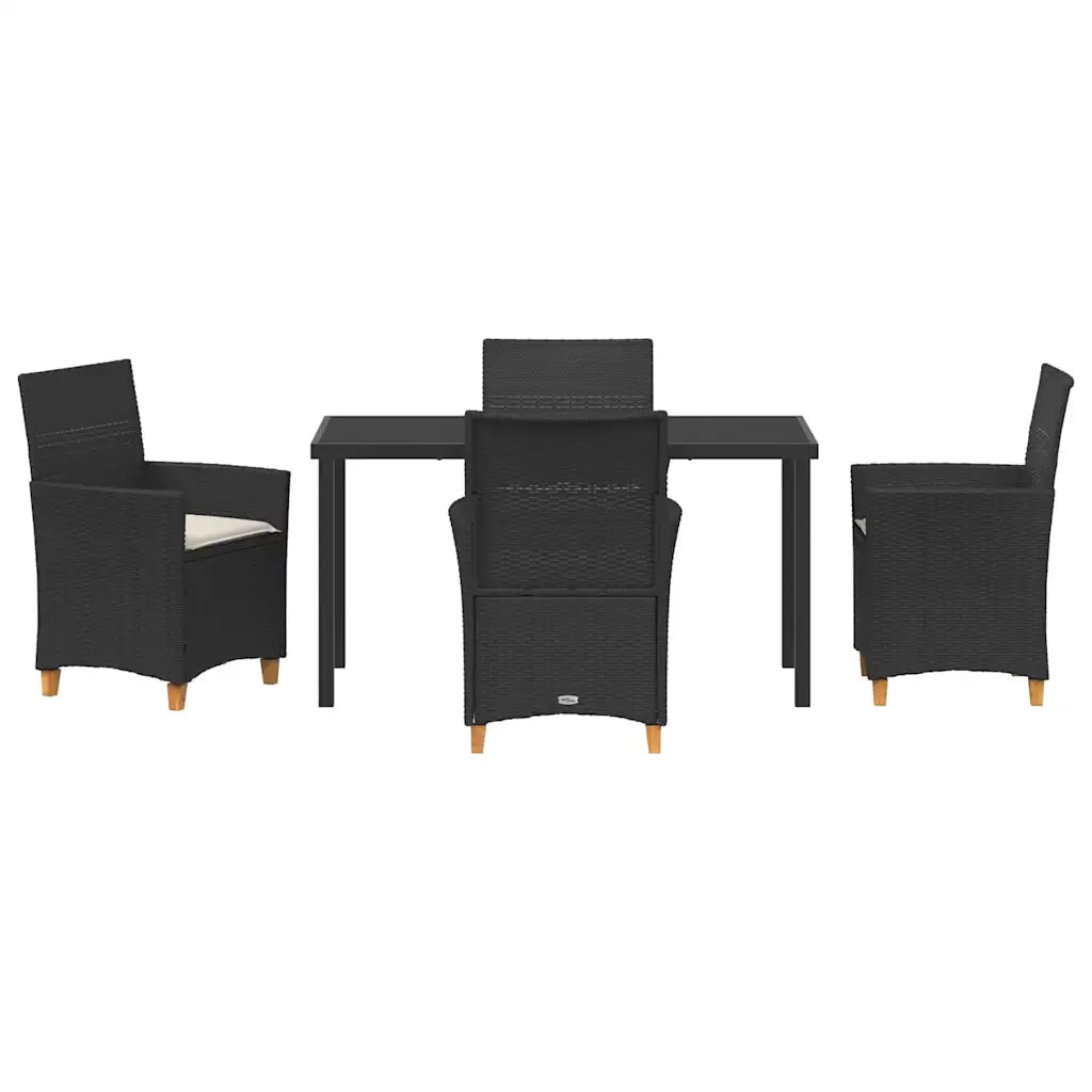Set da Pranzo per Giardino 5 pcs Nero polyrattan 3381067