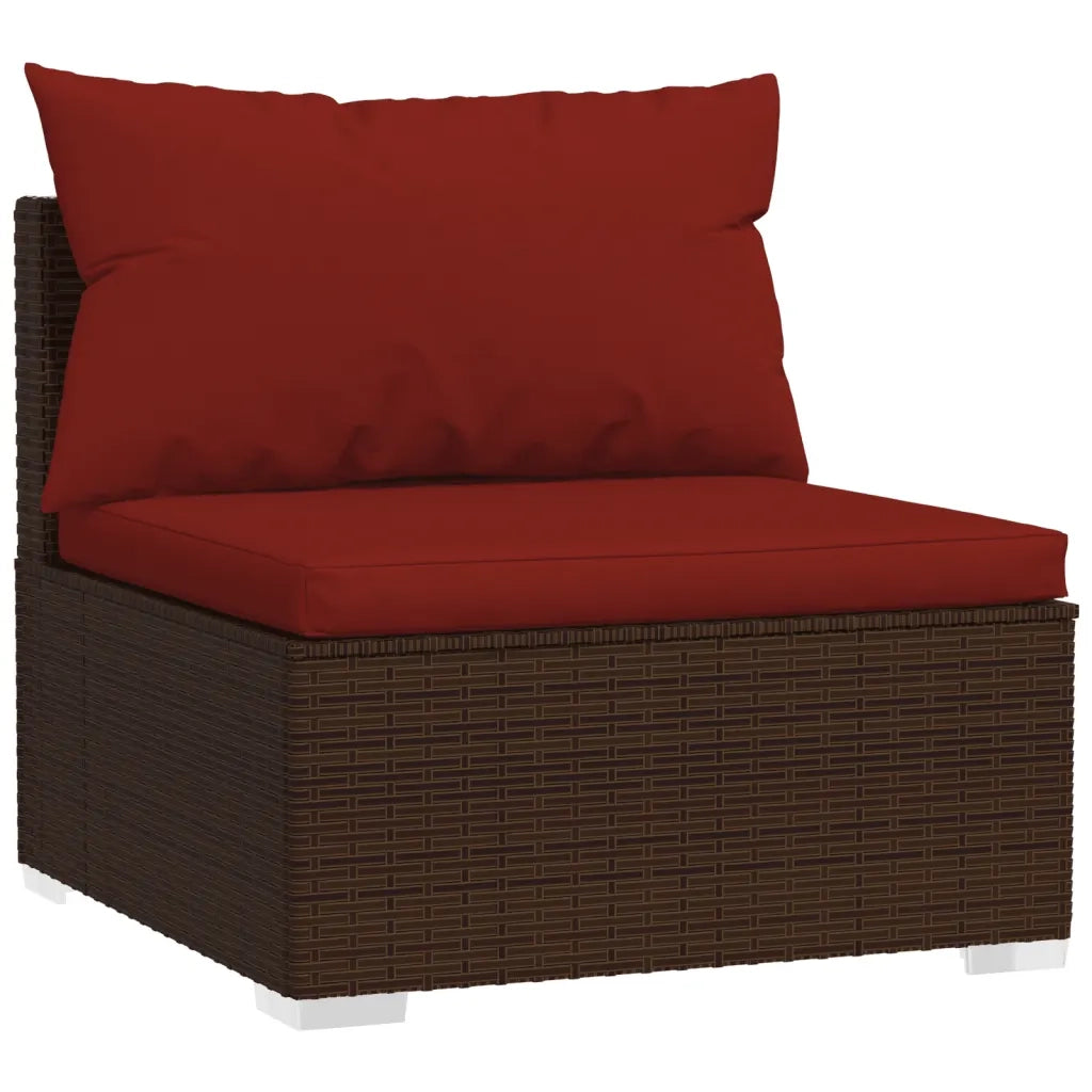 Set Divani da Giardino 9 pz con Cuscini in Polyrattan Marrone cod mxl 41726