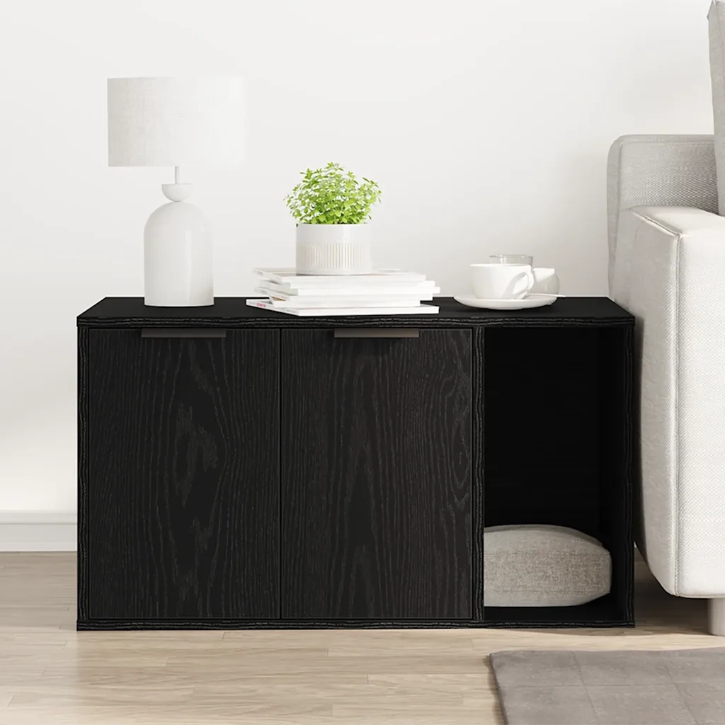Lettiera per gatti in rovere nero 80x50x45 cm in legno ingegnerizzato 865987