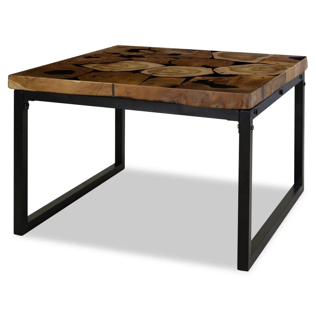 Tavolino da CaffÃ¨ in Legno di Teak e Resina 60x60x40 cm cod mxl 17833