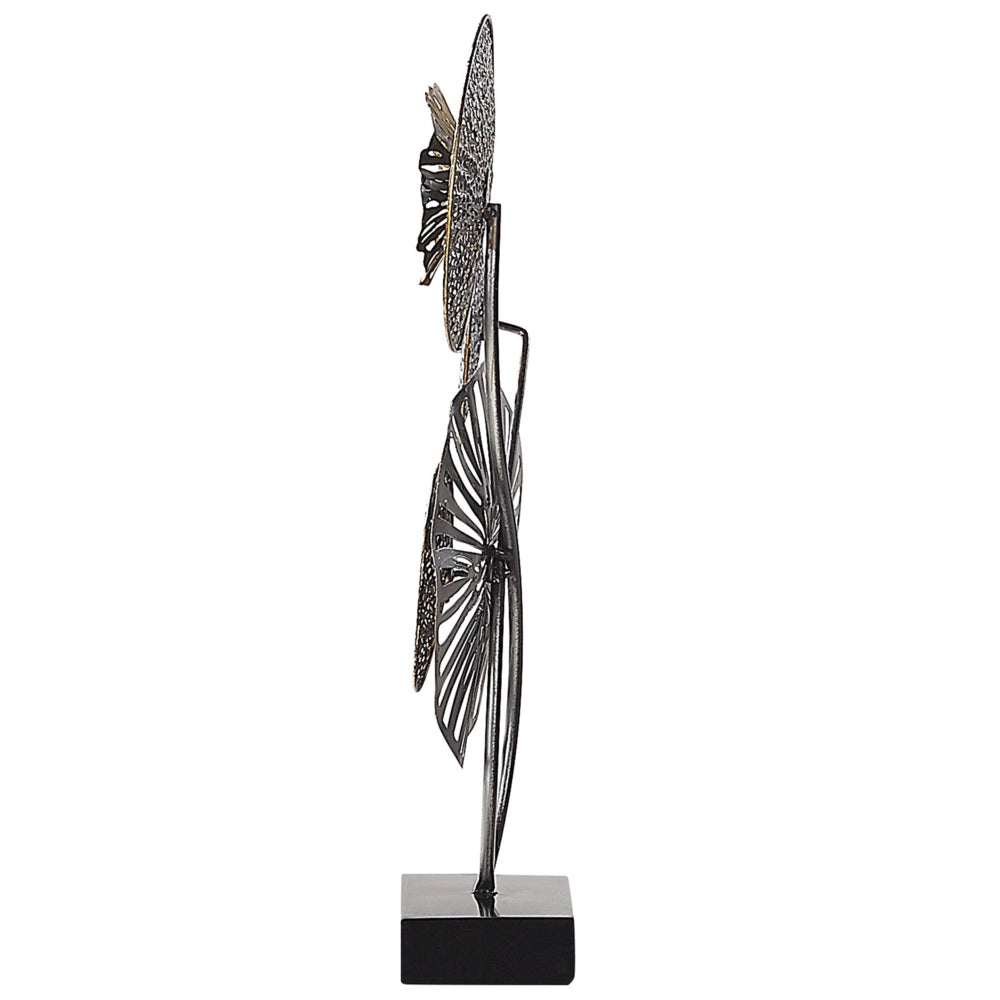 Pezzo decorativo metallo dorato e argento 44 cm cerchi rustico moderno industriale