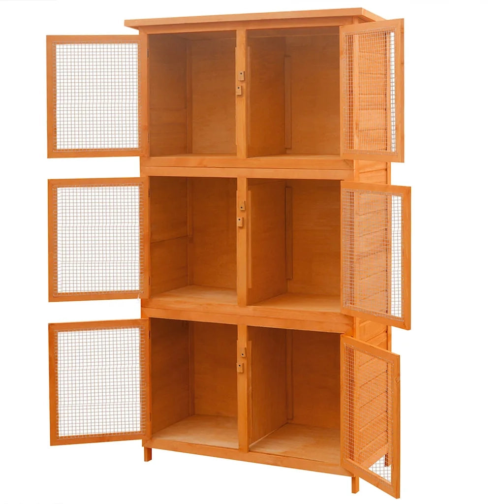Conigliera a 6 Stanze per Animali Piccoli in Legno CFW5671279