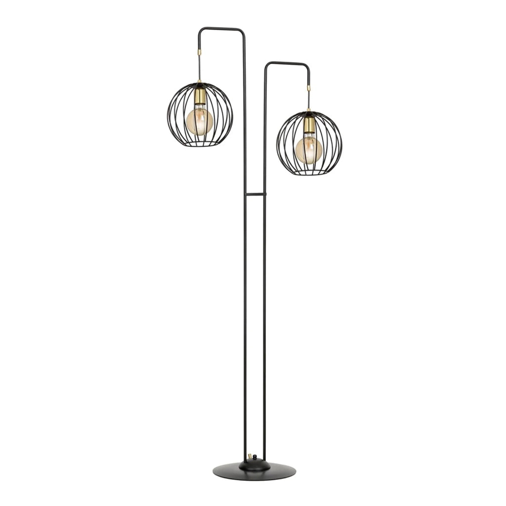 Piantana Contemporaneo Omoikane Acciaio Nero 2 Luci E27 Ip20