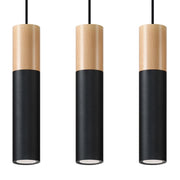 Lampadario MARCOS 3 luci nero/legno GU10 Pure Lume PU0634