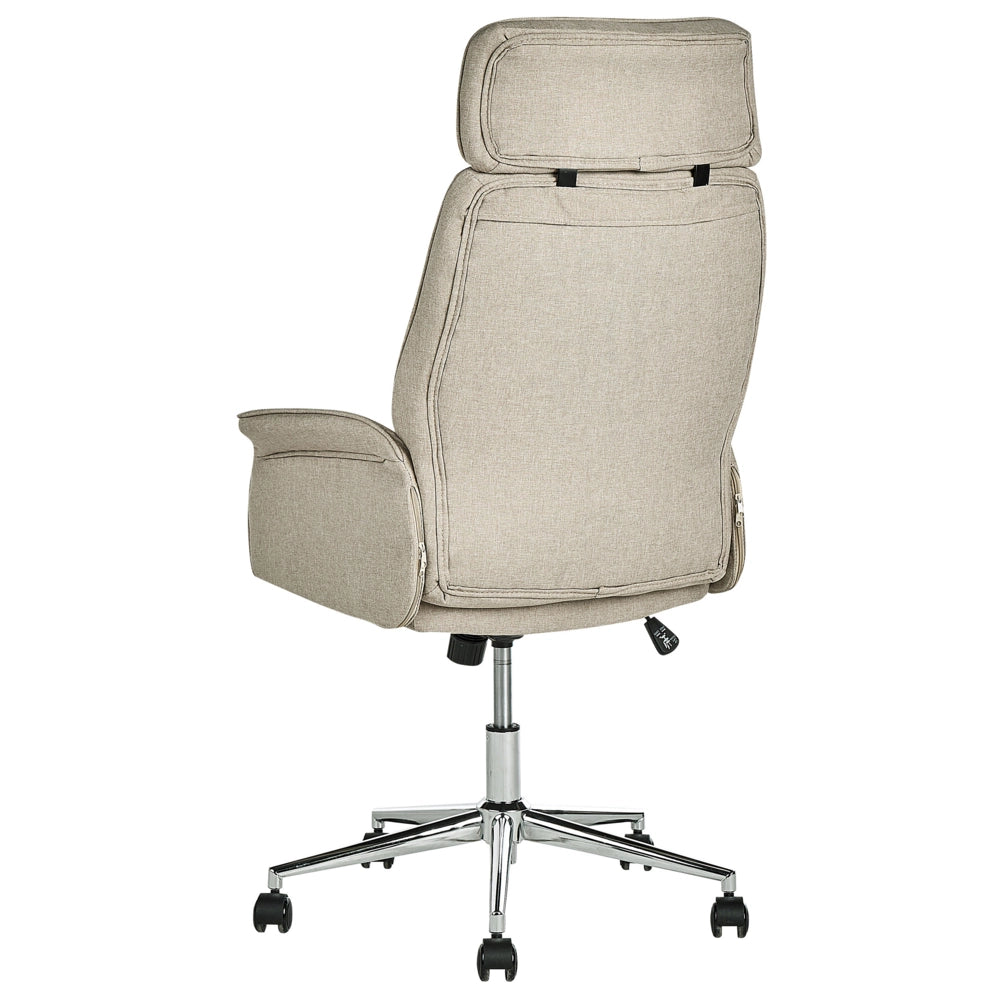 Sedia ufficio in materiale sintetico beige struttura in metallo schienale regolabile e girevole ufficio