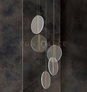 KOI-S5 O Sospensione 5 luci led struttura tonda oro opaco diffusore in vetro diametro 40cm  46W dimmerabile SDD 2800 - 5000k