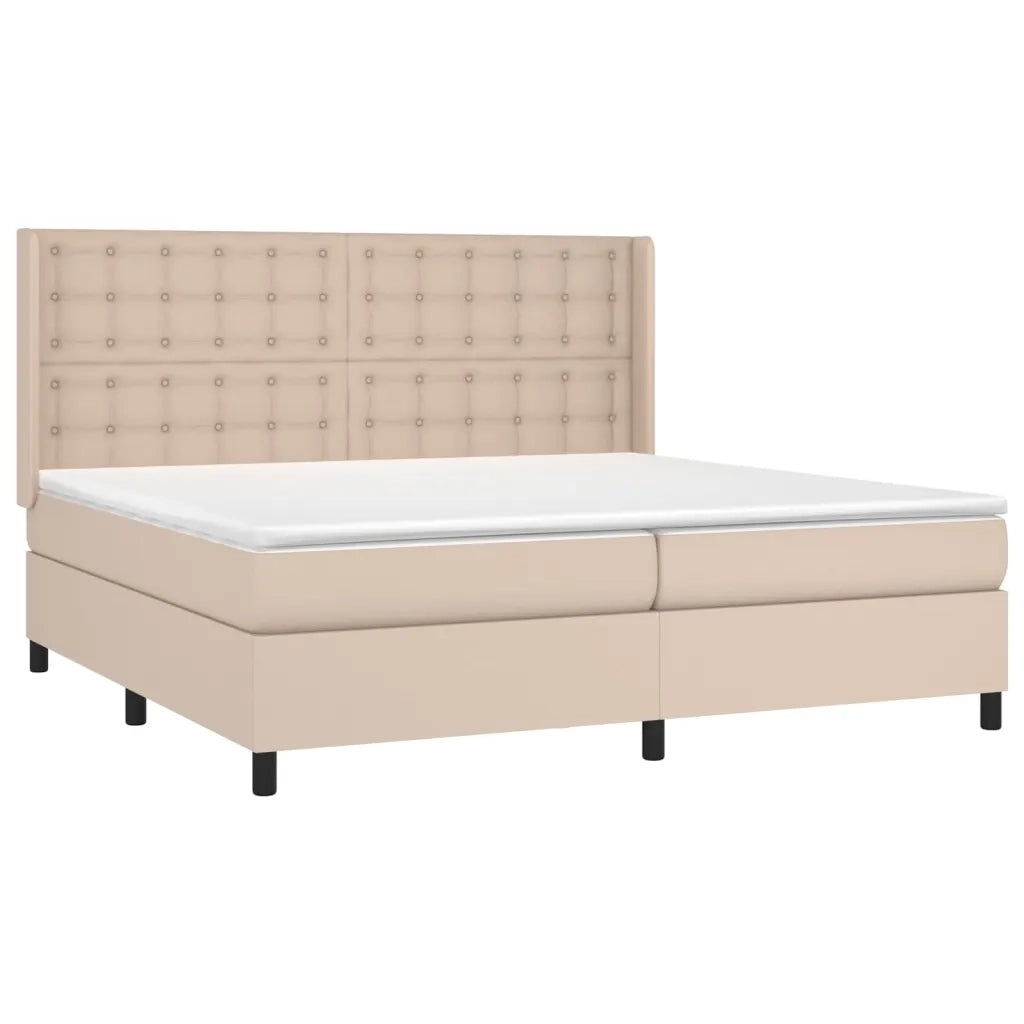Giroletto Molle Materasso e LED Cappuccino 200x200cm Similpelle 3139408