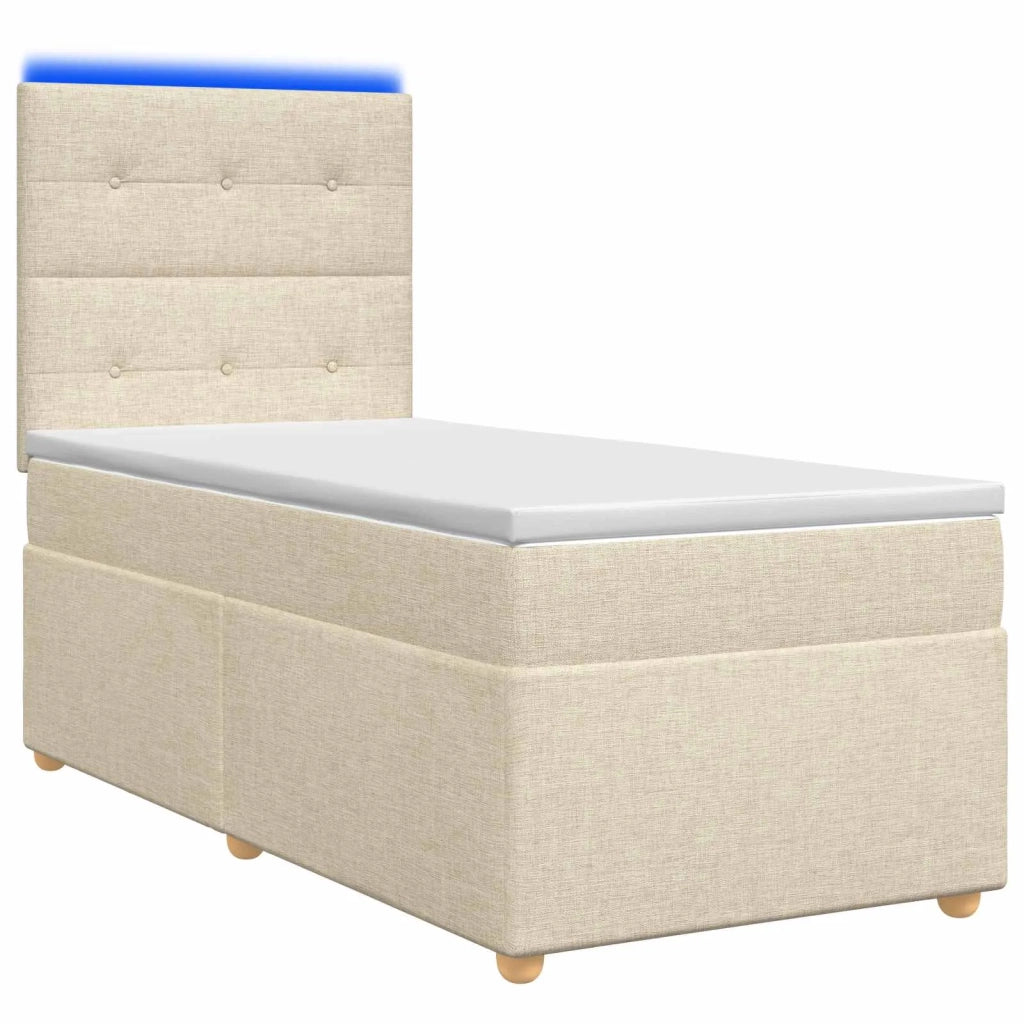 Letto box spring con materasso Crema 90 x 190 cm Tessuto 3455243
