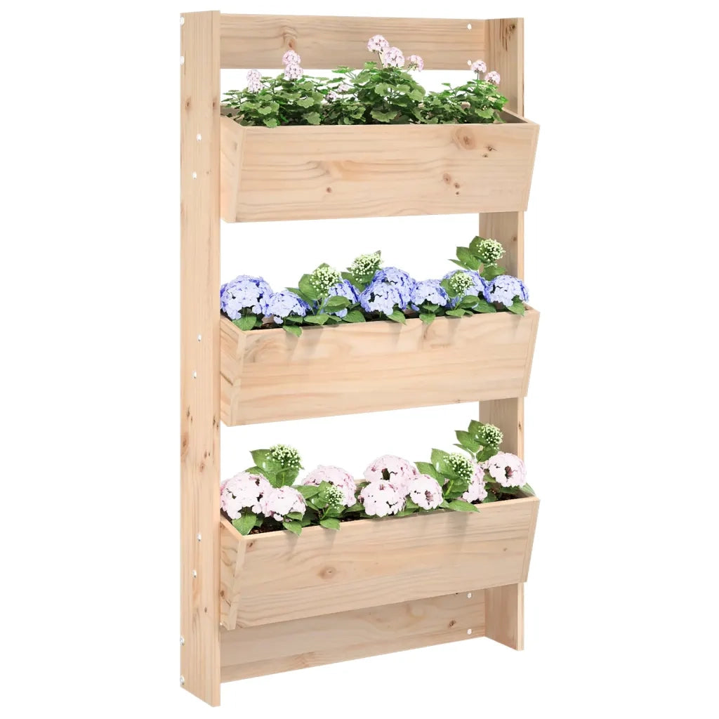 Fioriera a Muro 3 Ripiani 60x18,5x110cm Legno Massello di Pino 825114