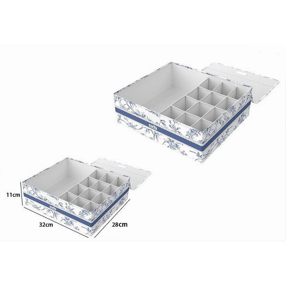 Trade Shop - Organizer Armadio 12+1 Scomparti Scatola Salvaspazio 32x28x11 Cm Fantasia 87324 -