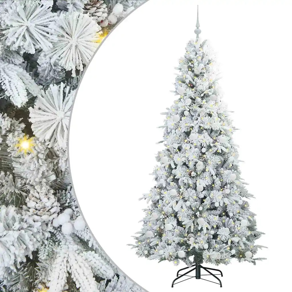 Albero di Natale Artificiale con Rami Pieghevoli Bianco 210 cm
