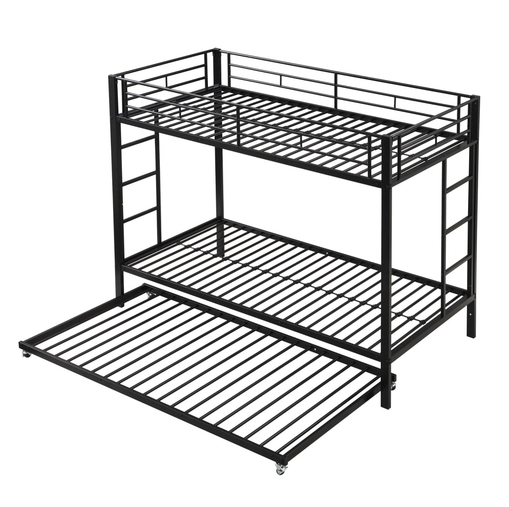 Letto a castello 90x200 cm con letto estraibile; struttura robusta; metallo; nero