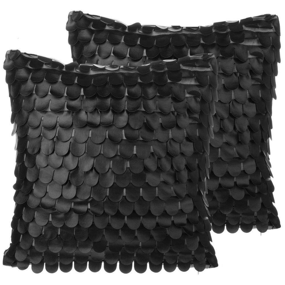 Set di 2 cuscini decorativi in ecopelle nera 45 x 45 cm Accessori decorativi effetto scala