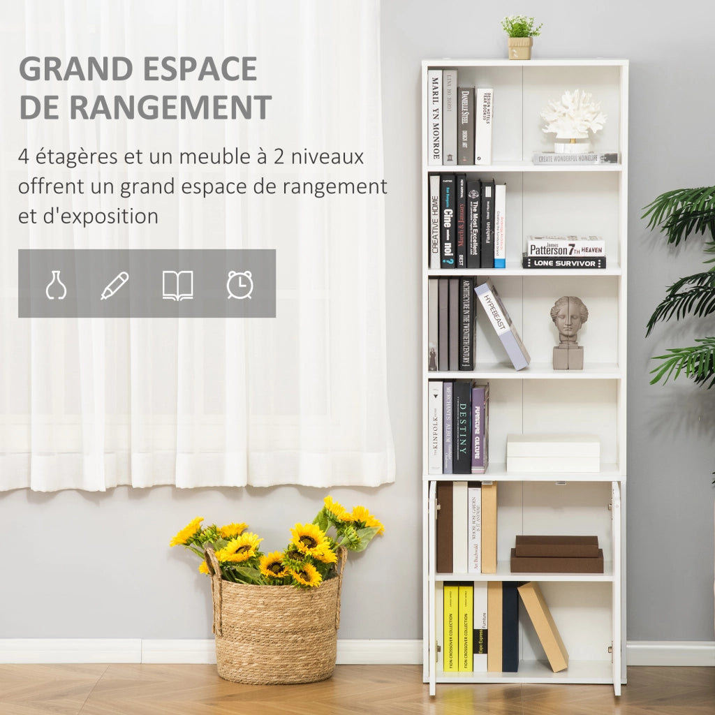 Libreria con ante e scaffali aperti ¨C zephmum ¨C Bianco 59x29x180 cm
