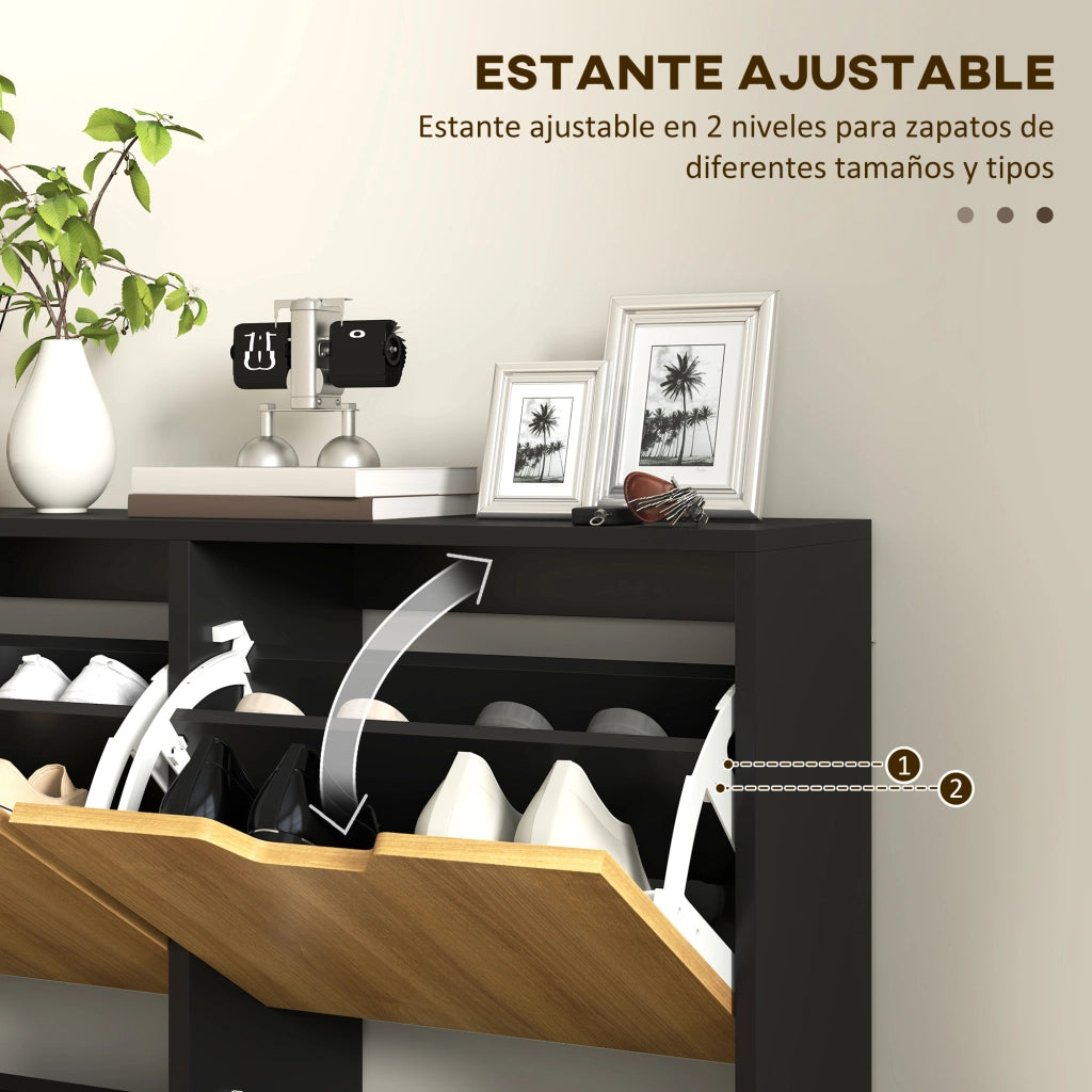 Cassettiera con 4 Cassetti e Ripiani Aggiustabili ¨C Zephmum ¨C 95x26x95 cm Legno Naturale e Nero