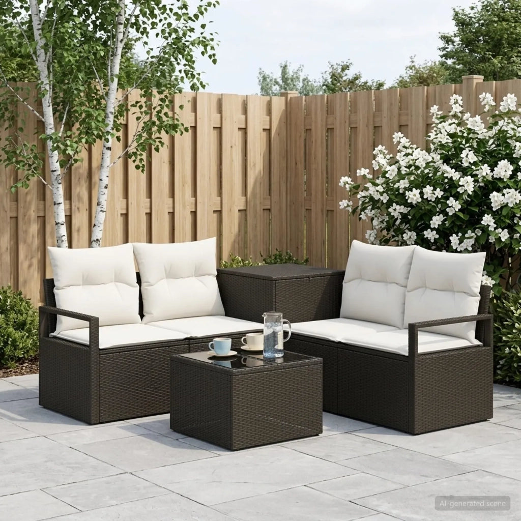 Set di divani 6 pz Nero e Bianco Crema 3447227
