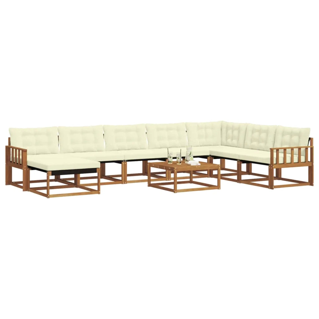 Set di divani da esterno con cuscino 9 pcs Naturale e Crema 3369765