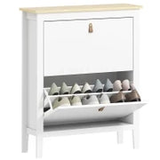 Scarpiera Slim 2 Cassetti per 14 Paia di Scarpe Taglia EU44 e Ripiani Regolabili, 80x24x95.5cm, Bianco