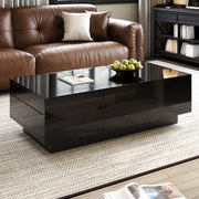 Tavolino da Salotto con 2 Cassetti e Piani Scorrevoli; Nero Lucido; Stile Moderno; in Pannelli di Particelle; Nero