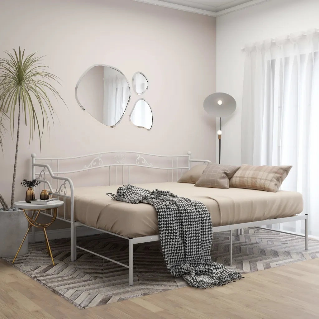 Telaio Divano Letto Estraibile Bianco in Metallo 90x200 cm 324765