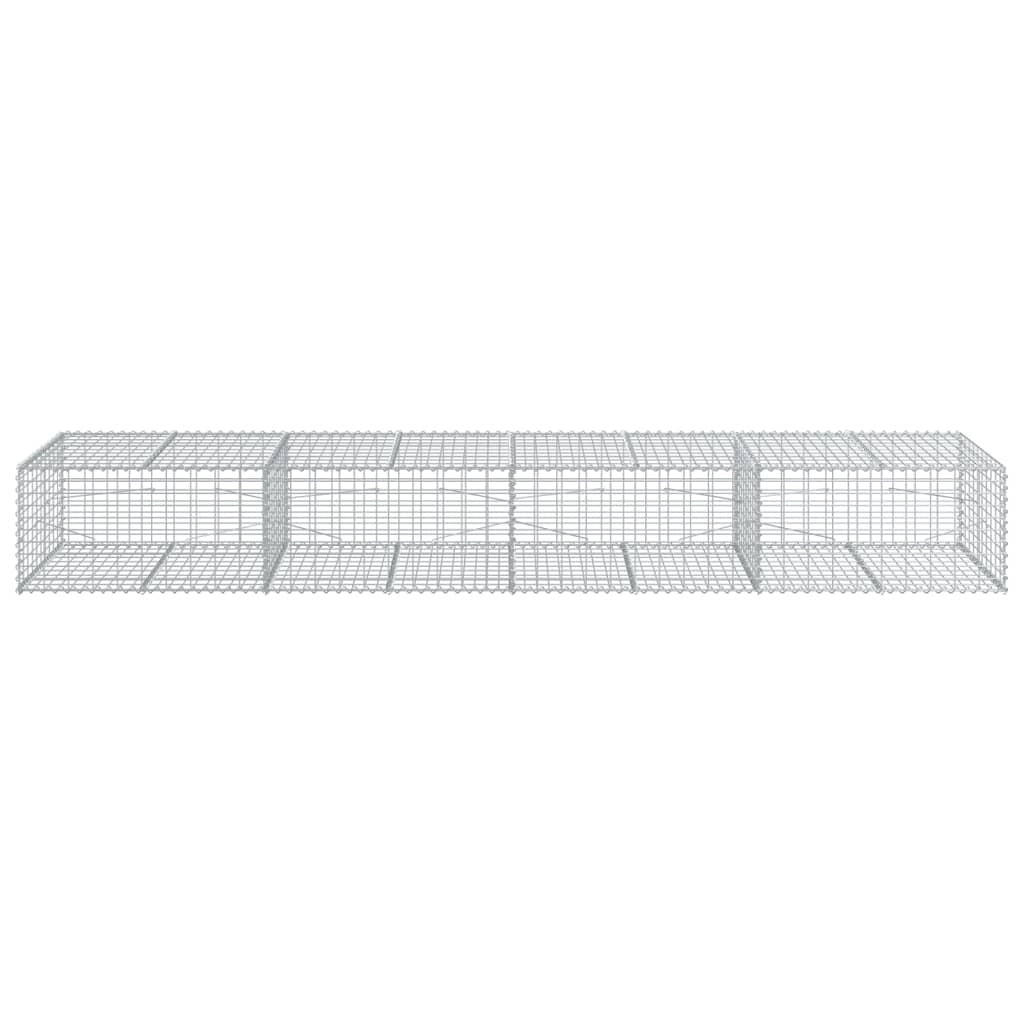 Gabbione recinto a gabbia muro di contenimento con coperchio 400 x 100 x 50 cm ferro zincato argento 02_0040162