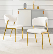 Sedia da pranzo 74x53.5x51 cm con schienale ergonomico in PU bianco