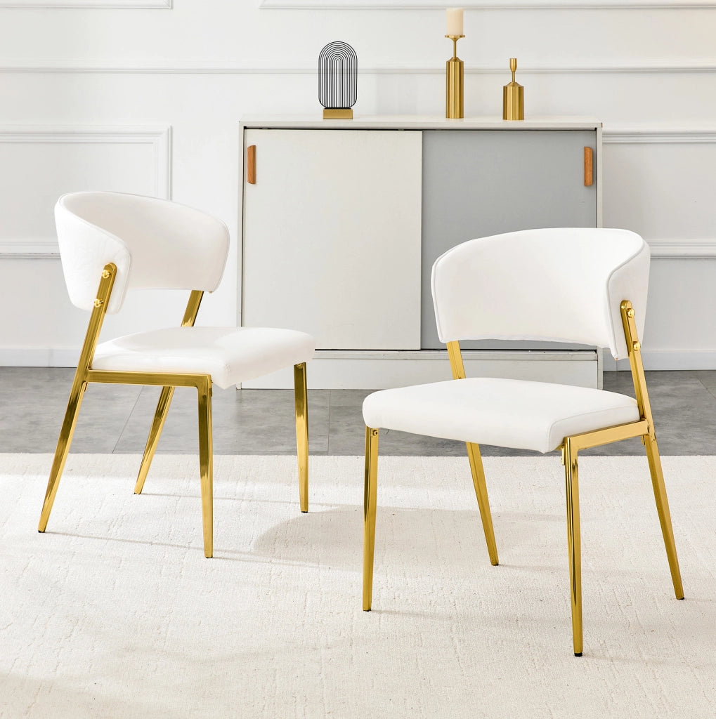 Sedia da pranzo 74x53.5x51 cm con schienale ergonomico in PU bianco