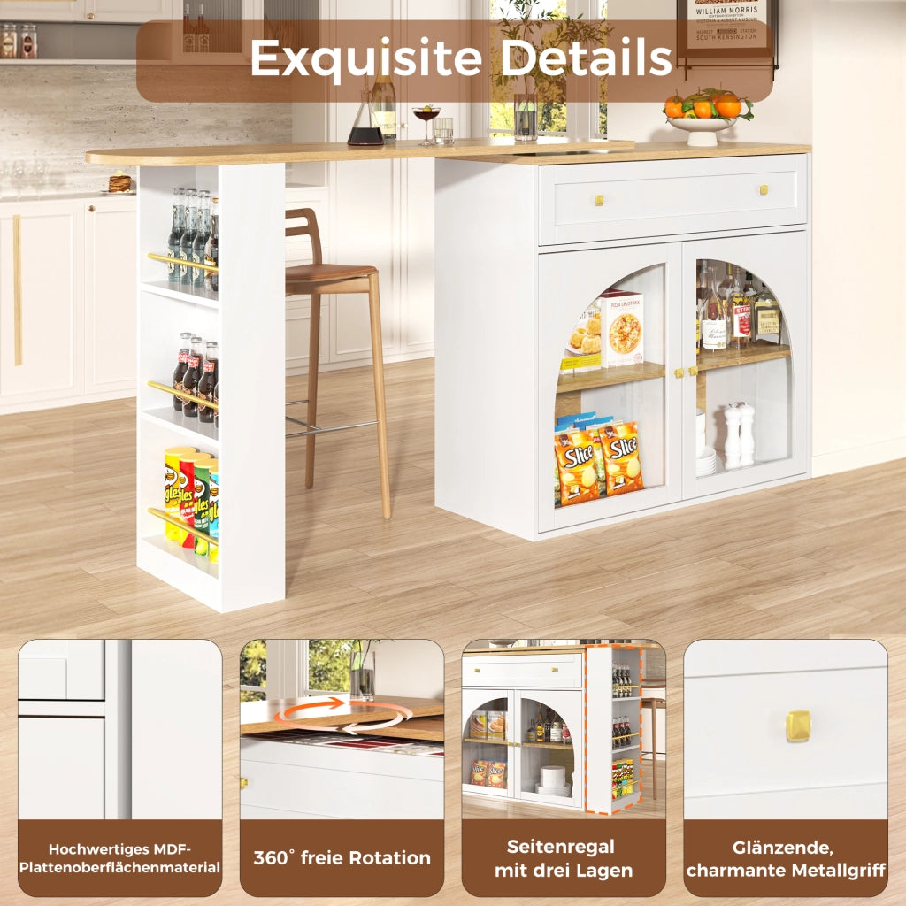 TAVOLO BAR ESTENSIBILE 138-204x39x104 cm Bianco in MDF