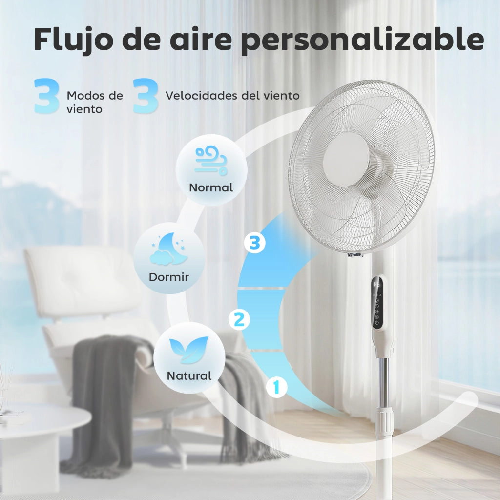 Ventilatore da Pavimento con Telecomando Wifi ¨C zephmum ¨C Bianco